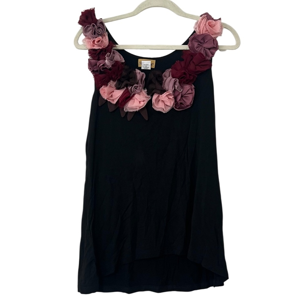 Midnight Velvet Black Floral Tank Top